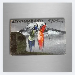 Maasai & Kilimanjaro Magnet – Grey Art Series (Handmade)