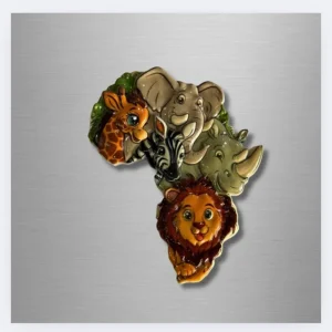 Africa Map Animals Magnet – Cartoon Style