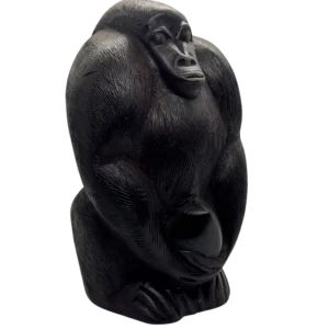 🦍 Ebony Wood Gorilla Carving
