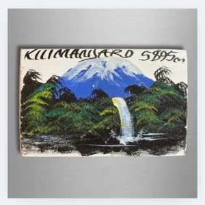 Kilimanjaro Sunset Waterfall Magnet – white Edition (Handmade)