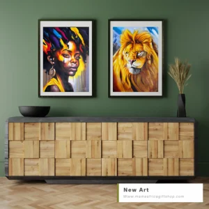 African lady and simba