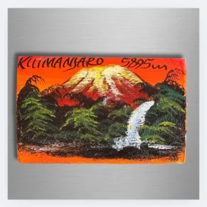 Kilimanjaro Sunset Waterfall Magnet – Orange Edition (Handmade)