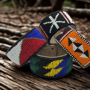 Hand-Beaded Leather Bracelet